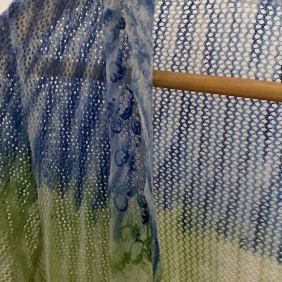 Reba Open Cardigan Ombré Tassels blue and green Large - Picture 9 of 14